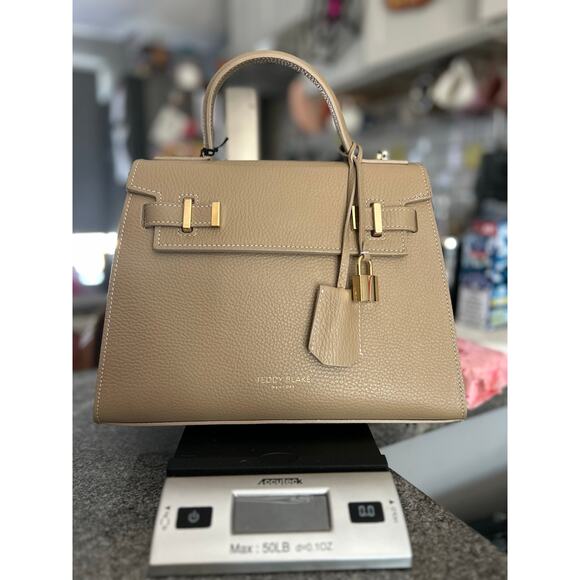 Teddy Blake Ava 11" Satchel – Taupe Chiarod Leather, Gold, Lock & Key- NWT - Picture 2 of 6